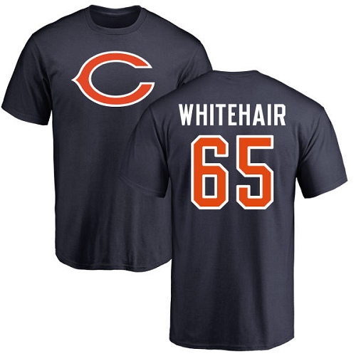 Chicago Bears Men Navy Blue Cody Whitehair Name and Number Logo NFL Football #65 T Shirt